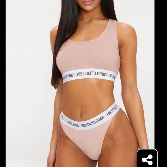 NWOT Pretty Little Thing Blush Sports Bra & Thong - Picture 1 of 6